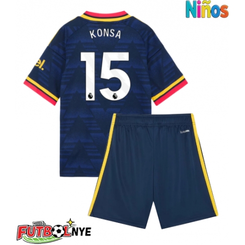 Camiseta Arsenal Ezri Konsa #15 Visitante Equipación para niños 2026-27 manga corta (+ pantalones cortos)